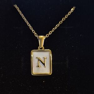 Gold Initial 'N' Pendant Necklace - Women's Jewelry